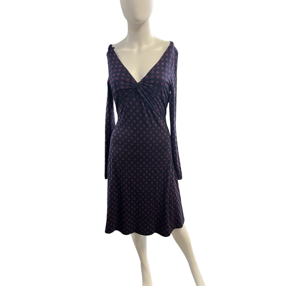 Vintage Betsey Johnson Dress Purple Lattice Babydoll Midi Size M 90s‎ Y2K Preppy